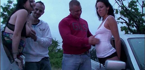  PUBLIC orgy with a pregnant girl through the car windows